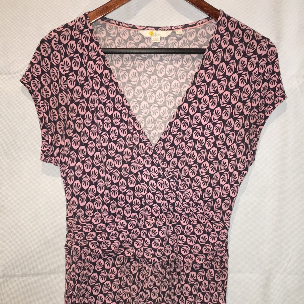 Boden Pink and Black Printed Midi Dress